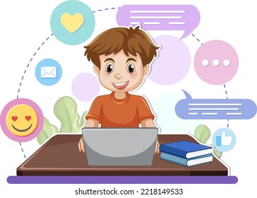 A man browsing social media illustration