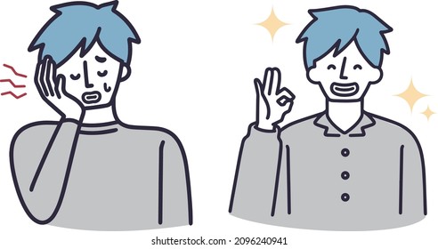 man brushing his teeth simple illustration