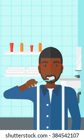 Man brushing teeth.