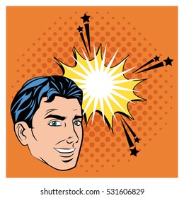 Man bubble and pop art style design