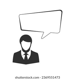 Man with bubble speech. Space for messages. Flat style illustration.
