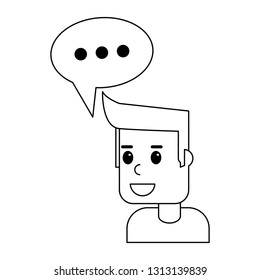 man with bubble speech symbol black and white