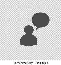 Man with bubble vector icon eps 10. Person speech.