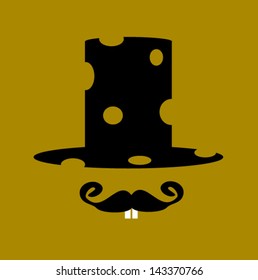 man with buck teeth and top hat with holes