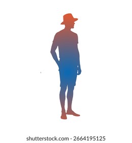 Hombre con sombrero de cubo Silueta Vector