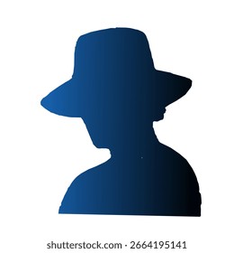 Homem Com Bucket Chapéu Silhueta Vetor