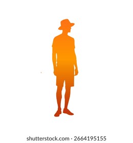 Man With Bucket Hat Silhouette Vector