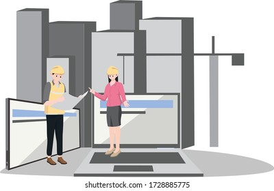A man builder asking for building acc to his boss via online illustration