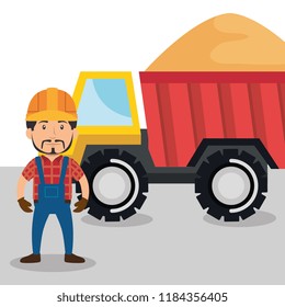 man builder character working