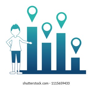 man with building city and location markers