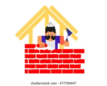A man building a house from brick