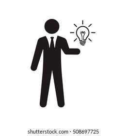 Man and Bulb Icon. Idea on the white background