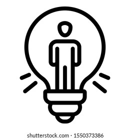 Man bulb idea icon. Outline man bulb idea vector icon for web design isolated on white background