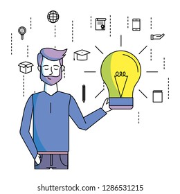 man with bulb light