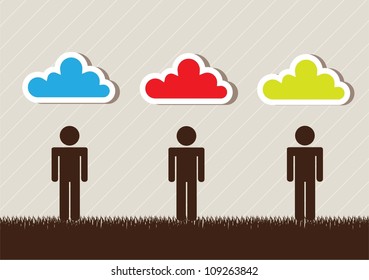 man with bulb a sign of idea. vector illustration