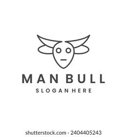 Man bull style logo icon design template flat vector