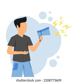 man with a bullhorn, megaphone in his hand, a speaker at a rally, fake news, a protester at a protest,
a man makes an announcement from a megaphone about a sale and discounts, a hand holds a bullhorn