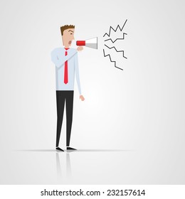 Man with bullhorn protesting. vector image