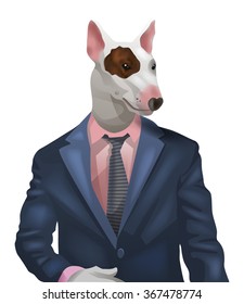 man with bullterrier head