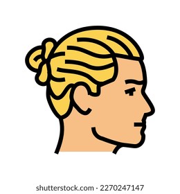 man bun hairstyle male color icon vector. man bun hairstyle male sign. isolated symbol illustration