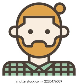 Man Bun Hipster Facial Hair Plaid Beard modern concept ui ux icon for website, app, presentaion, flyer, brochure etc.