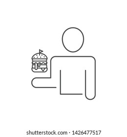 Man with burger simple vector sign