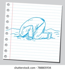 Man buried his head in the ground