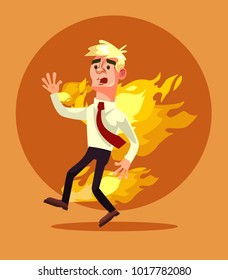 Man burn. Vector flat cartoon illustration