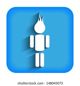 Man with a burning head icon