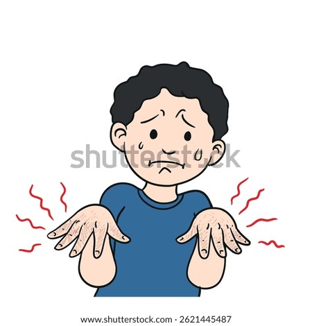 man with burnt hand, Suffering from Cracks, Cracks and Rough Hands Illustrations and Vector Art.