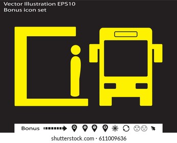man, bus, icon, vector illustration eps10