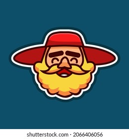 man with bushy beard vector cartoon profession of farmer or rancher