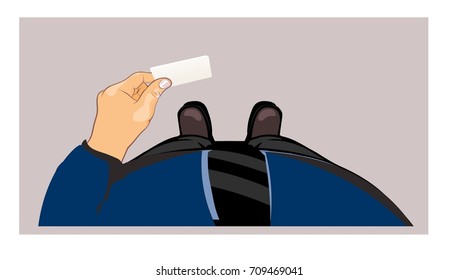 Man with business card vector