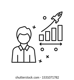 Man business evolution growth rocket icon. Element of business icon