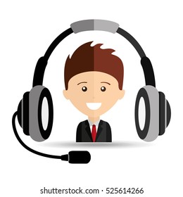 man business headphones for support vector illustration eps 10