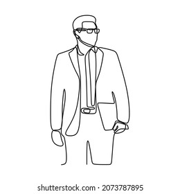 man business hold paper oneline continuous single line art