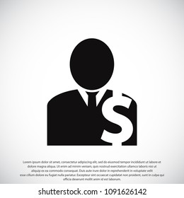 Man business icon, stock vector illustration flat design style