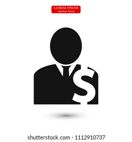 Man business icon, stock vector illustration flat design style
