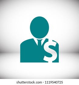 Man business icon, stock vector illustration flat design style