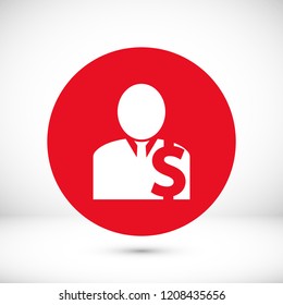 Man business icon, stock vector illustration flat design style