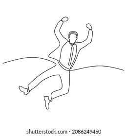 man business jump happy oneline continuous single line art