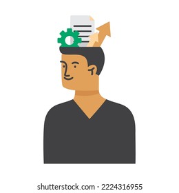 man with business objects in his head