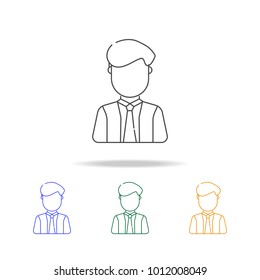 man in business suit avatar multicolored icons. Element of profession avatar of for mobile concept and web. Thin line  icon for website design and development, app development on white background