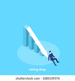 The Man In A Business Suit Fell To The Bottom Of The Chart, An Isometric Image