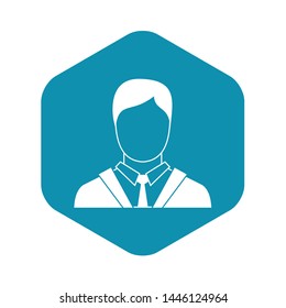 Man in business suit icon. Simple illustration of man in business suit vector icon for web