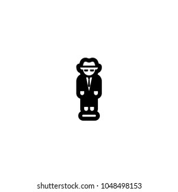 Man in business suit levitating