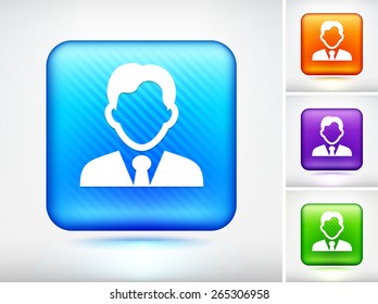 Man in Business Suit on Multi Color Square Buttons