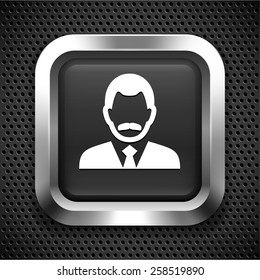 Man in Business Suit on Silver Square Buttons