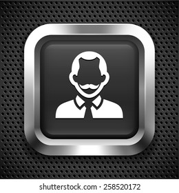 Man in Business Suit on Silver Square Buttons