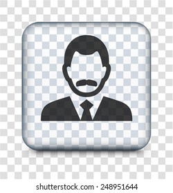 Man in Business Suit on Transparent Square Buttons